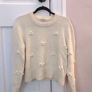 Madewell white pompom sweater. Size S. Great condition.
